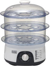 Black+Decker, 775W 10 L 3-Tier Food Steamer with Timer, White, HS6000-B5